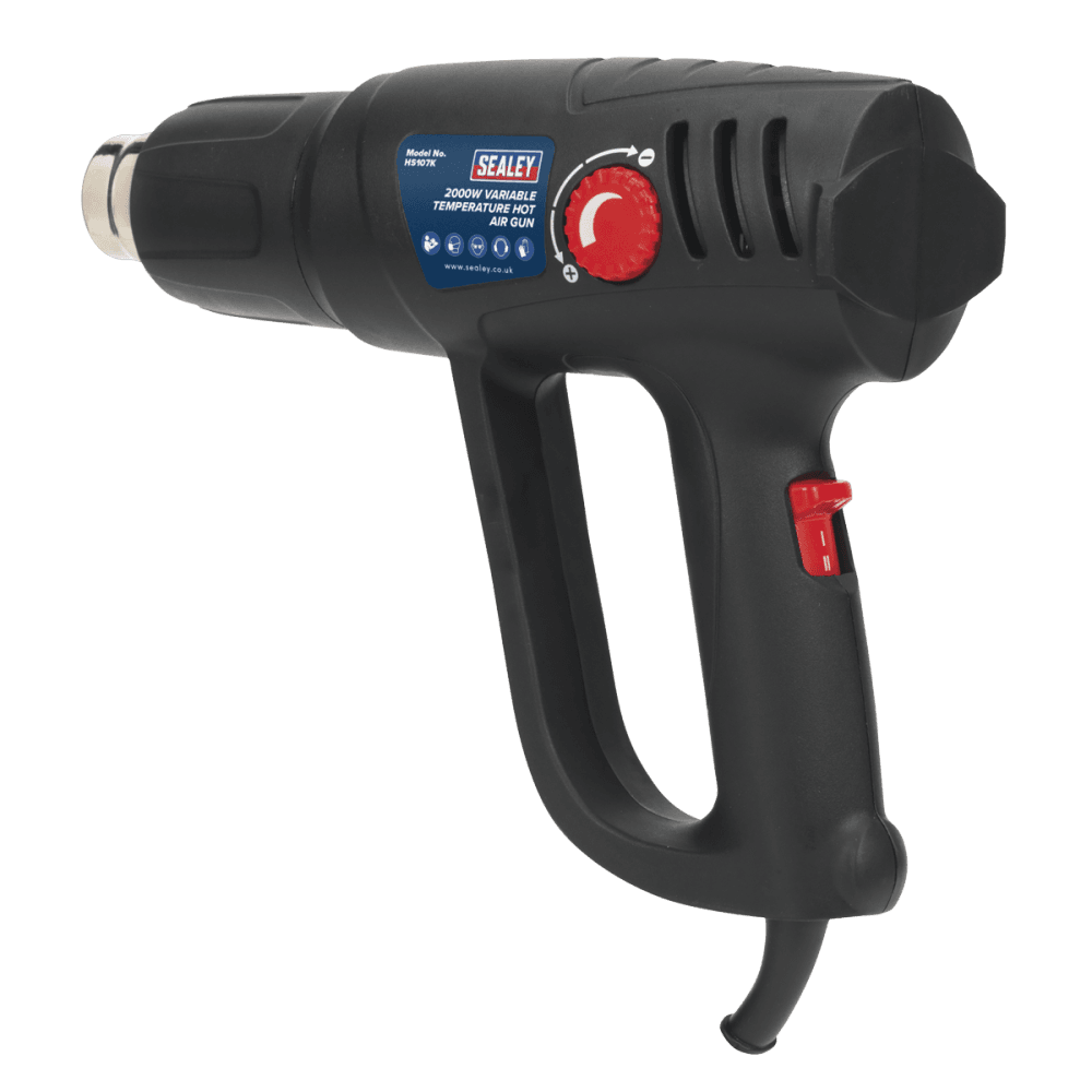 Sealey Variable Temperature Hot Air Gun Kit 2000W 50-450Â¶ÃºC/90-600Â¶ÃºC Model No-HS107K