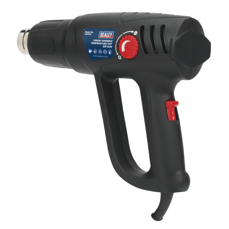 Sealey Variable Temperature Hot Air Gun Kit 2000W 50-450Â¶ÃºC/90-600Â¶ÃºC Model No-HS107K