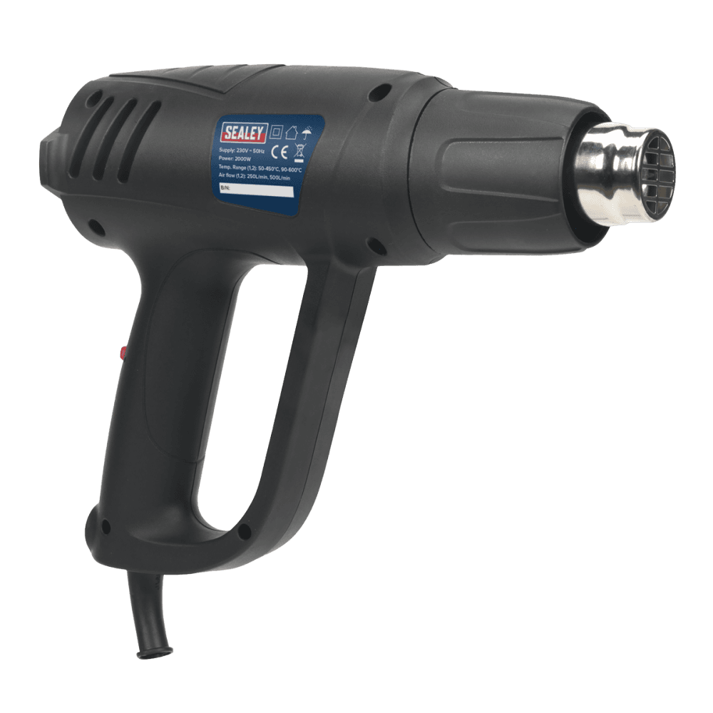 Sealey Variable Temperature Hot Air Gun Kit 2000W 50-450Â¶ÃºC/90-600Â¶ÃºC Model No-HS107K