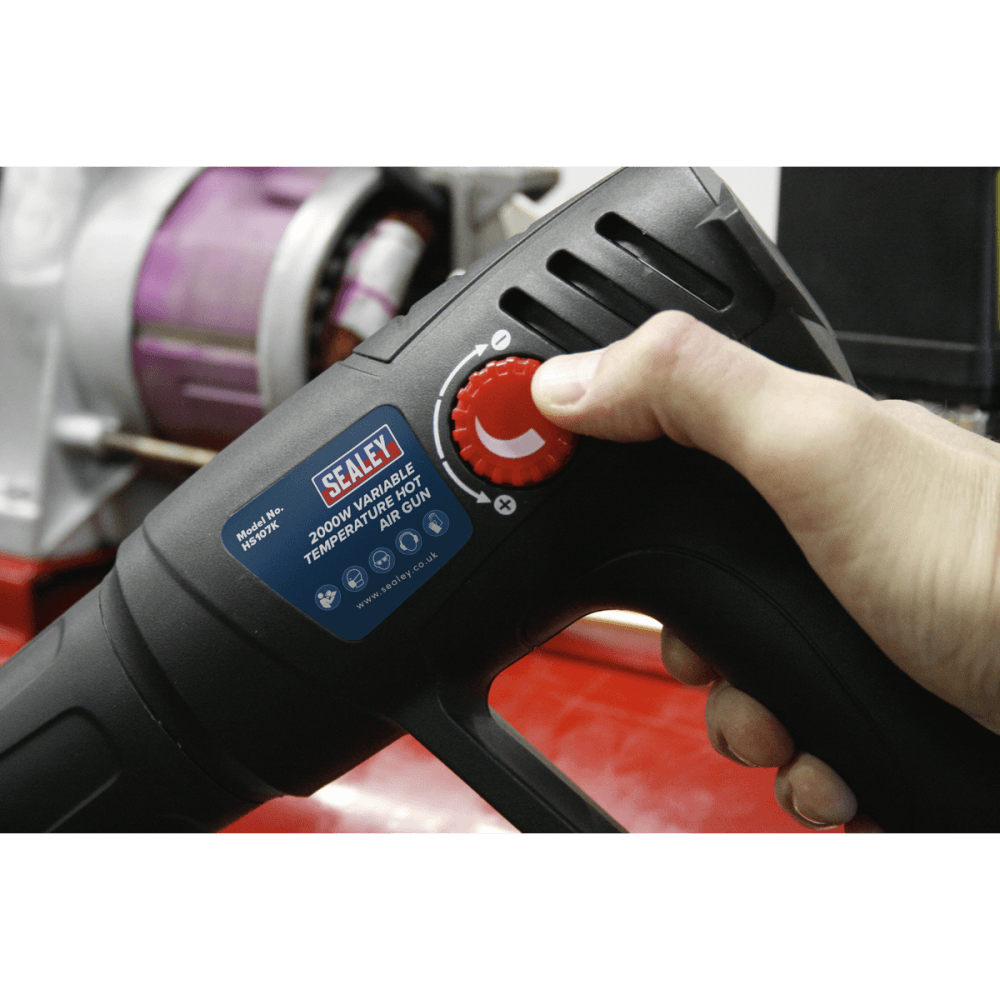 Sealey Variable Temperature Hot Air Gun Kit 2000W 50-450Â¶ÃºC/90-600Â¶ÃºC Model No-HS107K
