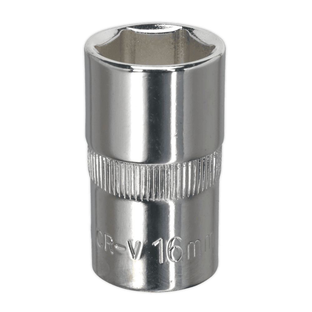 Sealey WallDrive Socket 16mm 1/2"Sq Drive Fully Polished Model No-SP1216