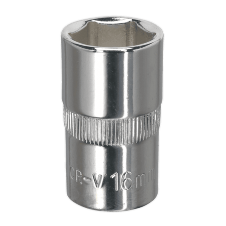 Sealey WallDrive Socket 16mm 1/2"Sq Drive Fully Polished Model No-SP1216