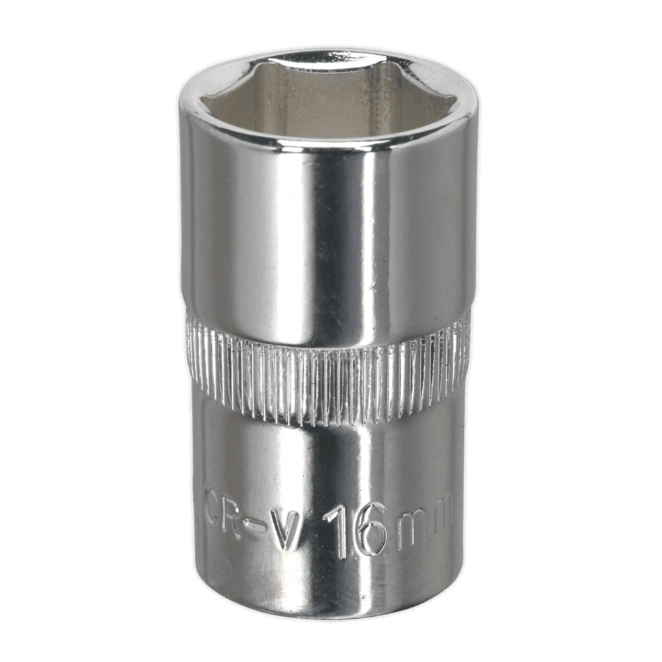 Sealey WallDrive Socket 16mm 1/2"Sq Drive Fully Polished Model No-SP1216