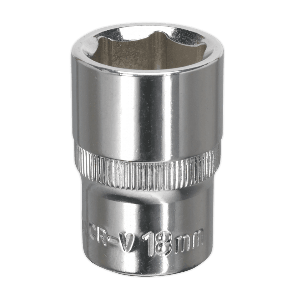 Sealey WallDrive Socket 18mm 1/2"Sq Drive Fully Polished Model No-SP1218