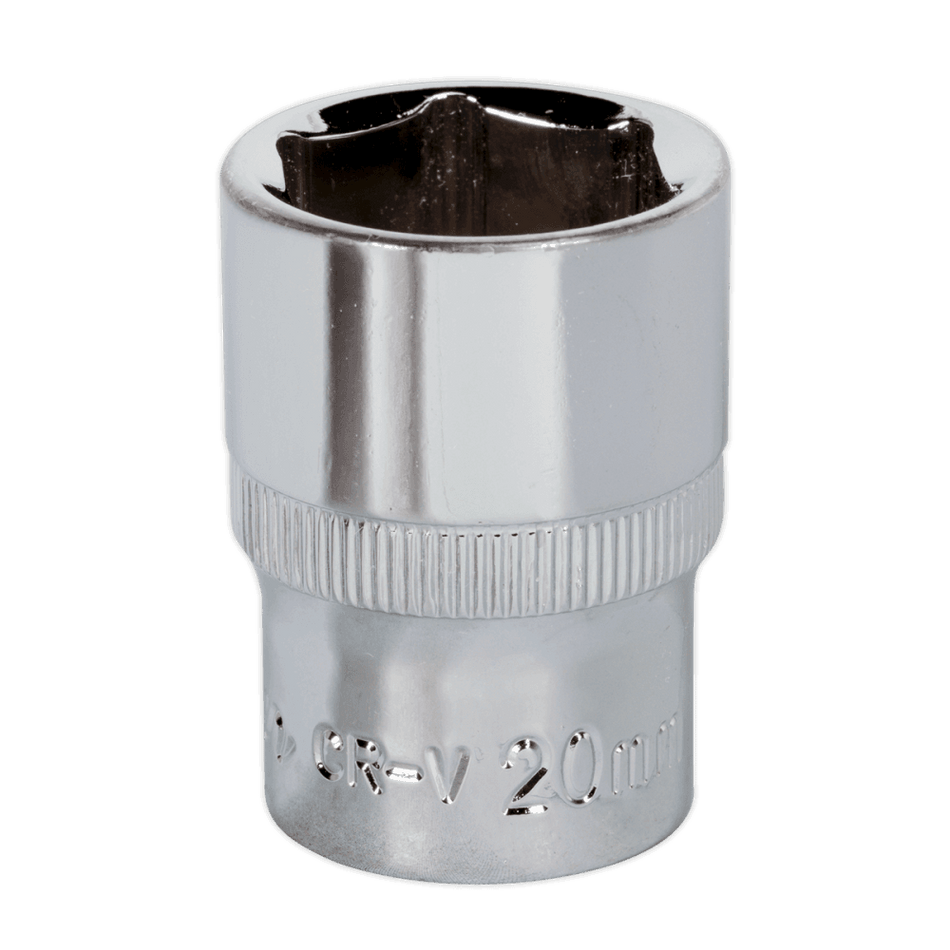 Sealey WallDrive Socket 20mm 1/2"Sq Drive Fully Polished Model No-SP1220