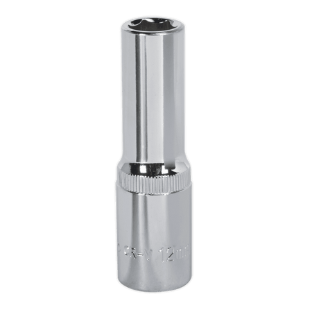 Sealey WallDrive Socket 12mm Deep 1/2"Sq Drive Fully Polished Model No-SP1212D