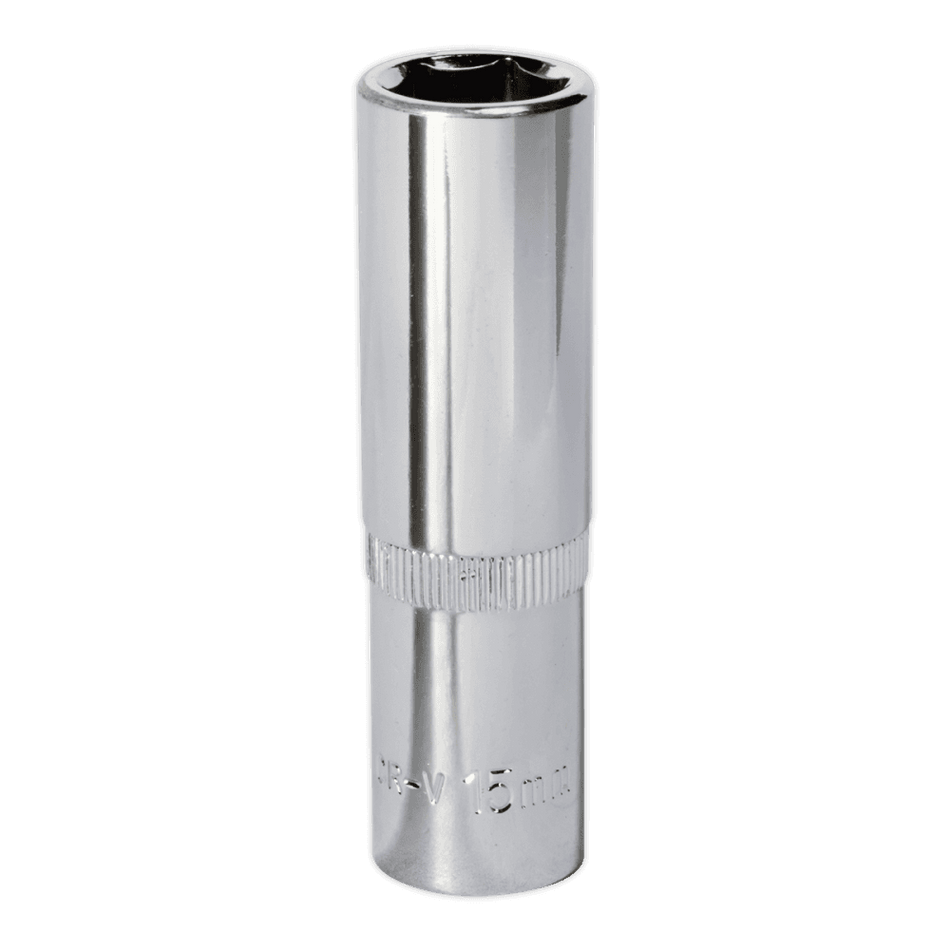 Sealey WallDrive Socket 15mm Deep 1/2"Sq Drive Fully Polished Model No-SP1215D
