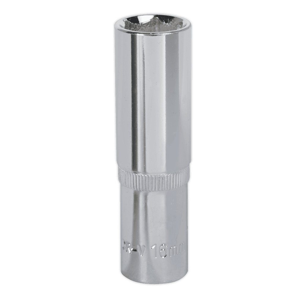 Sealey WallDrive Socket 16mm Deep 1/2"Sq Drive Fully Polished Model No-SP1216D