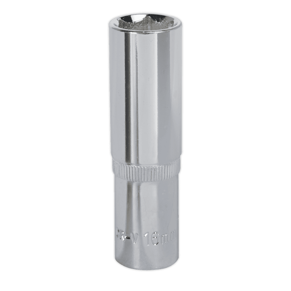 Sealey WallDrive Socket 16mm Deep 1/2"Sq Drive Fully Polished Model No-SP1216D