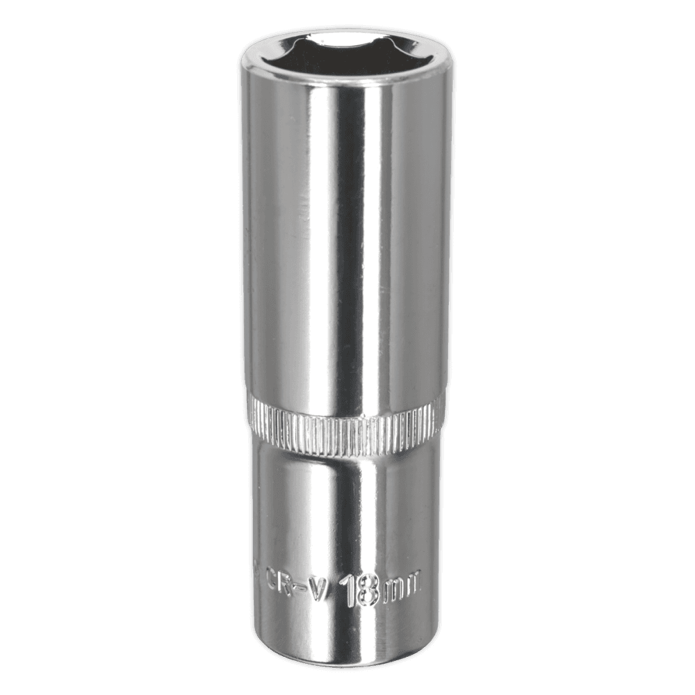Sealey WallDrive Socket 18mm Deep 1/2"Sq Drive Fully Polished Model No-SP1218D