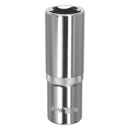 Sealey WallDrive Socket 18mm Deep 1/2"Sq Drive Fully Polished Model No-SP1218D