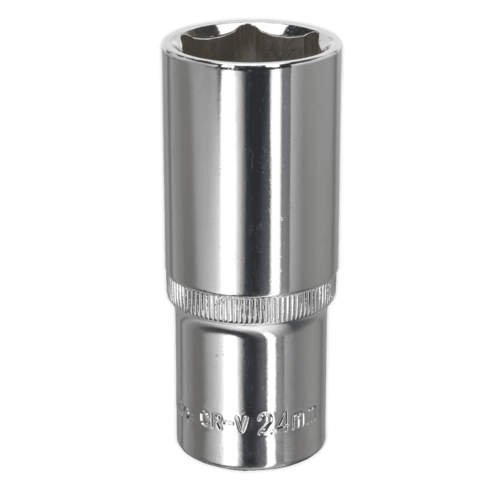 Sealey WallDrive Socket 24mm Deep 1/2"Sq Drive Fully Polished Model No-SP1224D