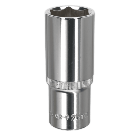 Sealey WallDrive Socket 24mm Deep 1/2"Sq Drive Fully Polished Model No-SP1224D