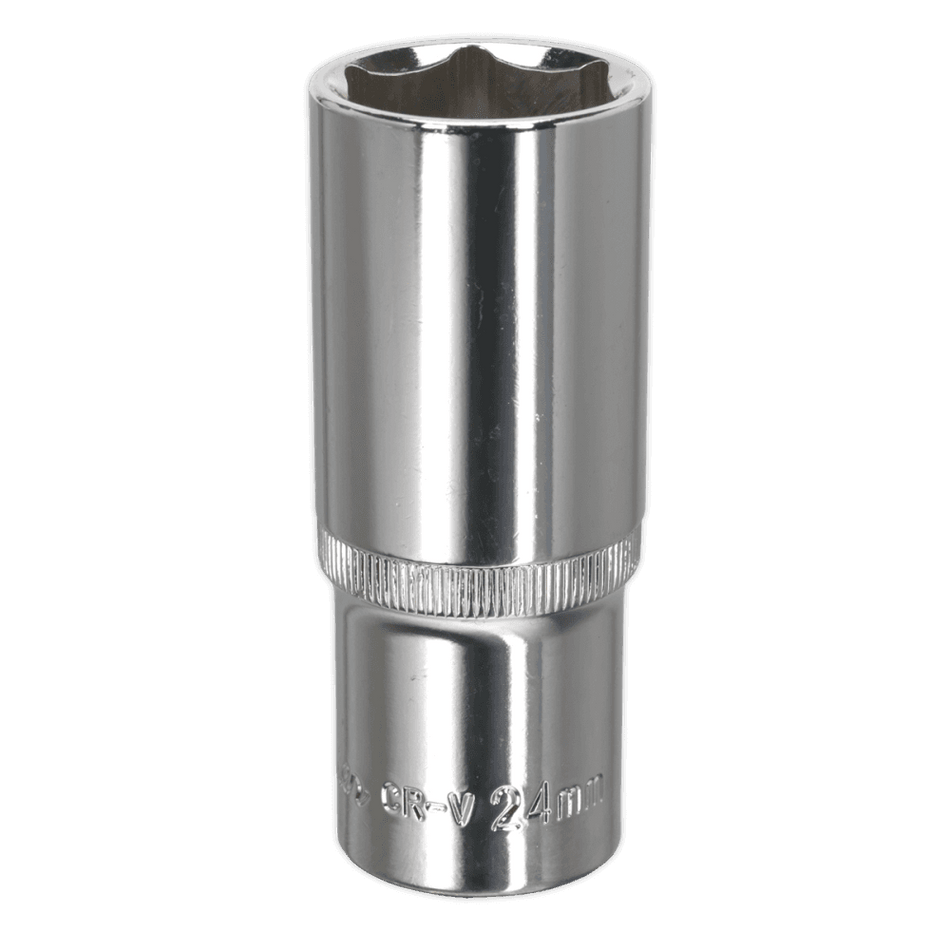 Sealey WallDrive Socket 24mm Deep 1/2"Sq Drive Fully Polished Model No-SP1224D