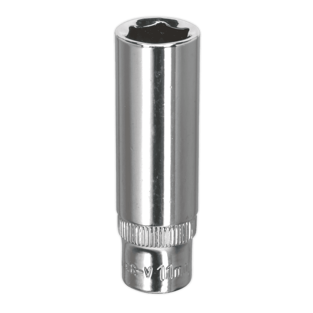 Sealey WallDrive Socket 11mm Deep 1/4"Sq Drive Fully Polished Model No-SP1411D