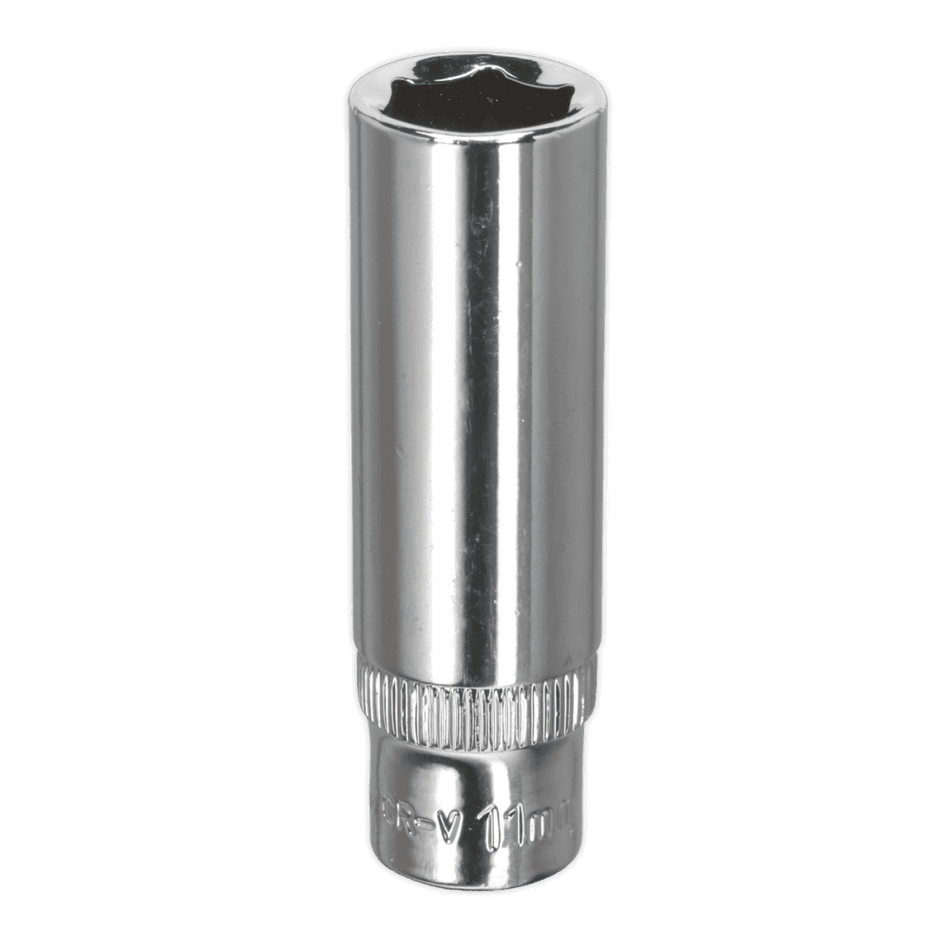 Sealey WallDrive Socket 11mm Deep 1/4"Sq Drive Fully Polished Model No-SP1411D