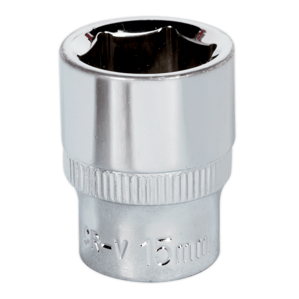 Sealey WallDrive Socket 15mm 3/8"Sq Drive Fully Polished Model No-SP3815