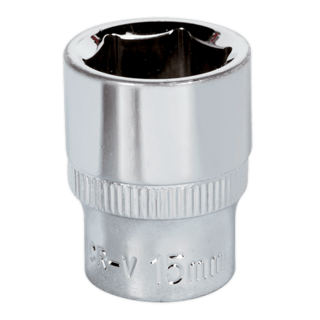 Sealey WallDrive Socket 15mm 3/8"Sq Drive Fully Polished Model No-SP3815