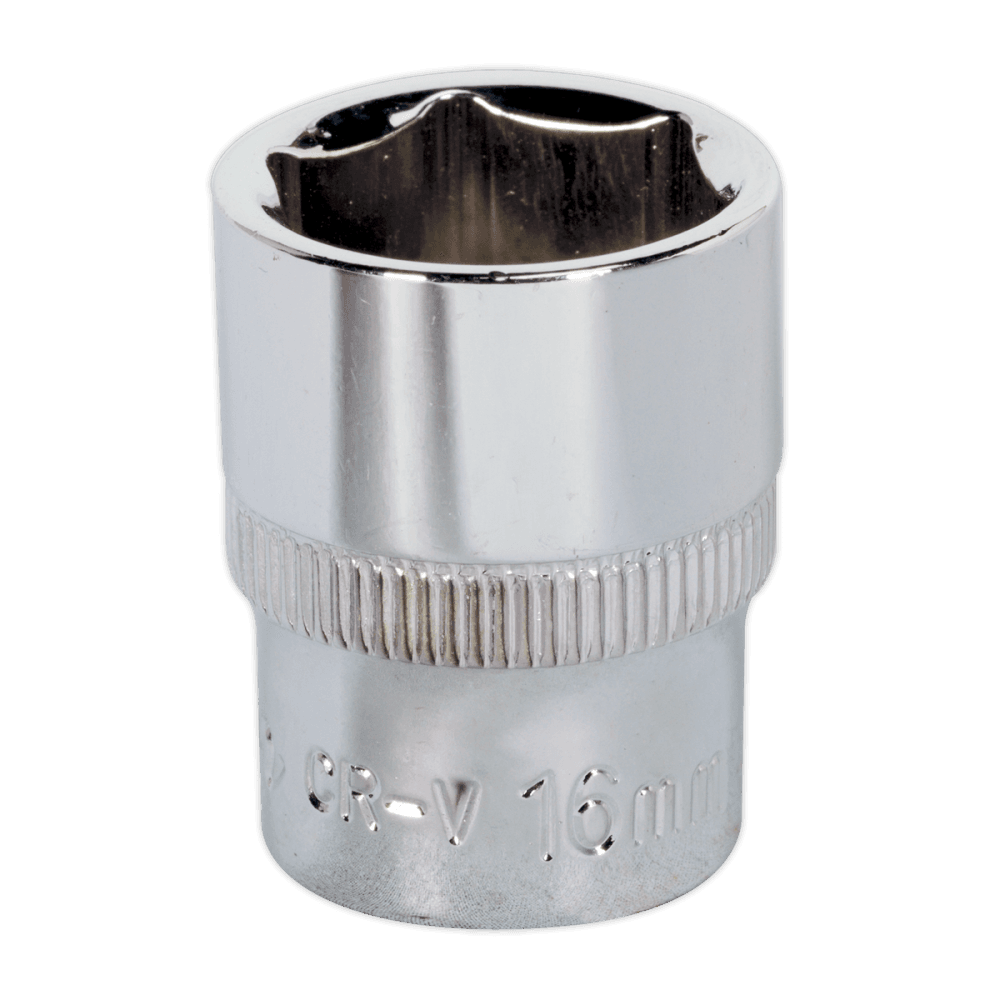 Sealey WallDrive Socket 16mm 3/8"Sq Drive Fully Polished Model No-SP3816