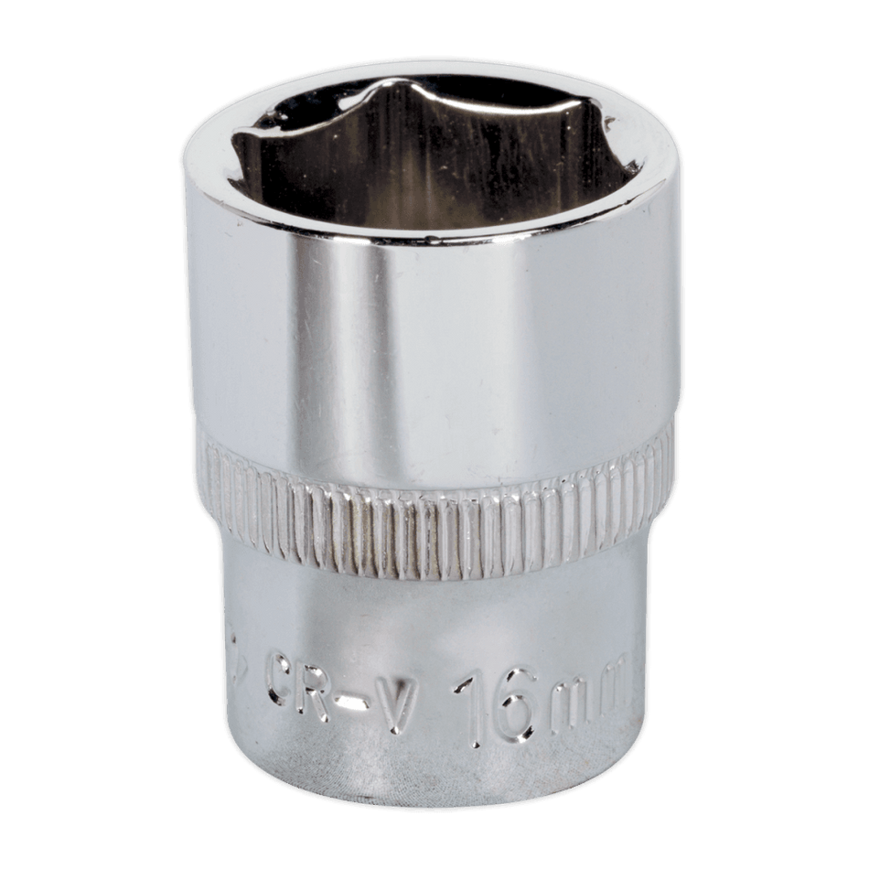 Sealey WallDrive Socket 16mm 3/8"Sq Drive Fully Polished Model No-SP3816
