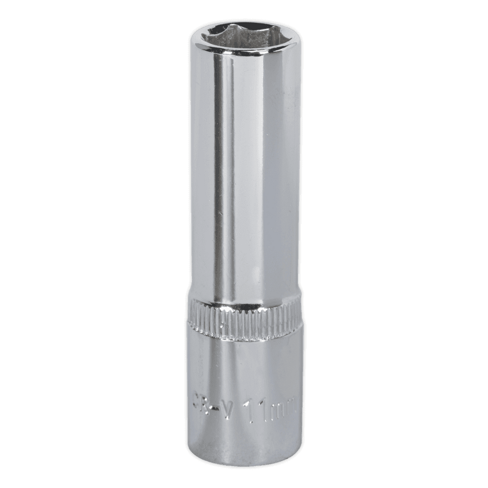 Sealey WallDrive Socket 11mm Deep 3/8"Sq Drive Fully Polished Model No-SP3811D