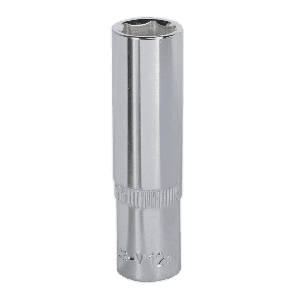 Sealey WallDrive Socket 12mm Deep 3/8"Sq Drive Fully Polished Model No-SP3812D