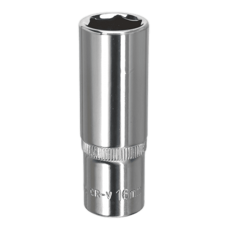 Sealey WallDrive Socket 16mm Deep 3/8"Sq Drive Fully Polished Model No-SP3816D