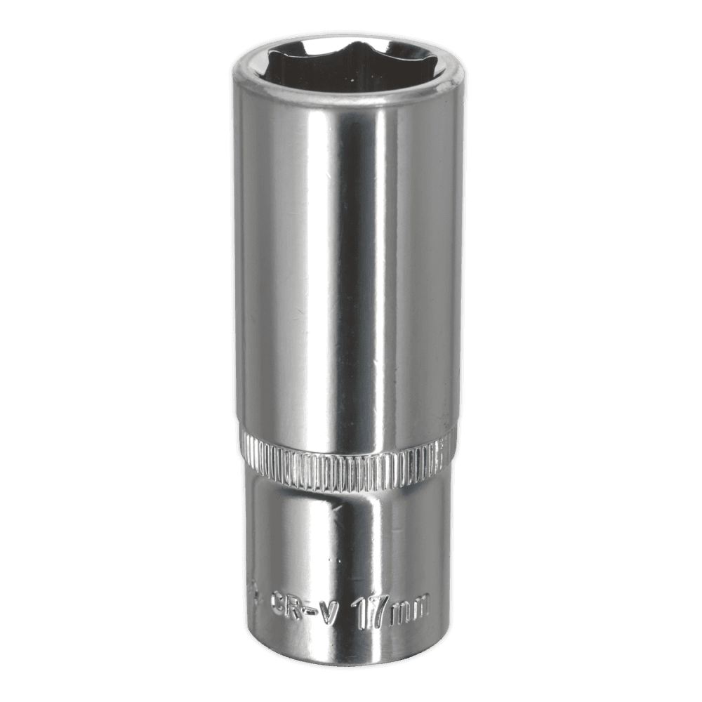 Sealey WallDrive Socket 17mm Deep 3/8"Sq Drive Fully Polished Model No-SP3817D