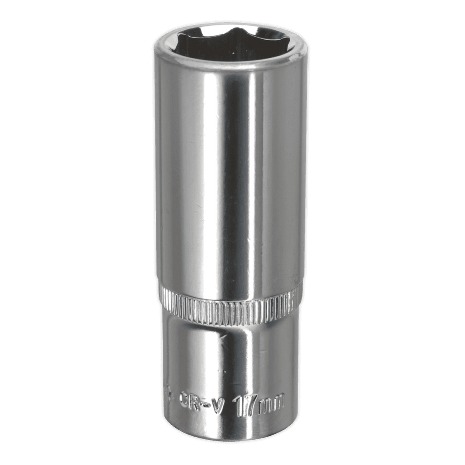 Sealey WallDrive Socket 17mm Deep 3/8"Sq Drive Fully Polished Model No-SP3817D