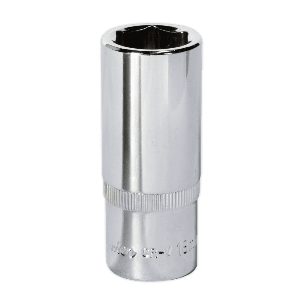 Sealey WallDrive Socket 18mm Deep 3/8"Sq Drive Fully Polished Model No-SP3818D