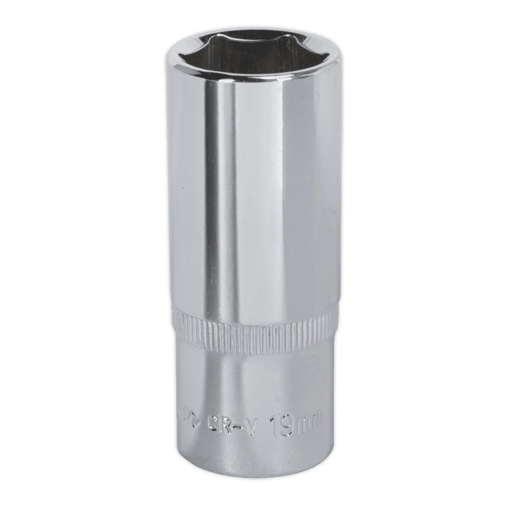 Sealey WallDrive Socket 19mm Deep 3/8"Sq Drive Fully Polished Model No-SP3819D