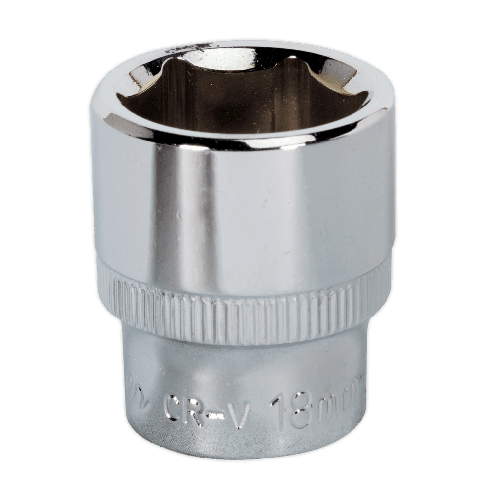 Sealey WallDrive Socket 18mm 3/8"Sq Drive Fully Polished Model No-SP3818