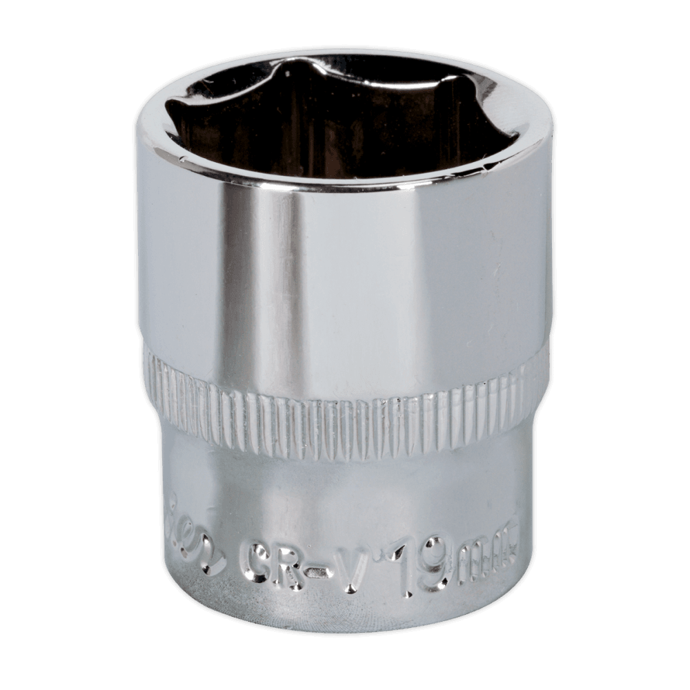 Sealey WallDrive Socket 19mm 3/8"Sq Drive Fully Polished Model No-SP3819