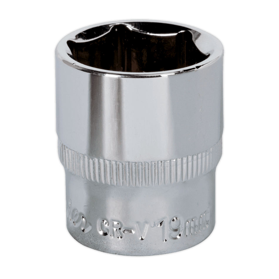 Sealey WallDrive Socket 19mm 3/8"Sq Drive Fully Polished Model No-SP3819
