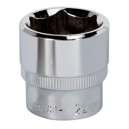 Sealey WallDrive Socket 22mm 3/8"Sq Drive Fully Polished Model No-SP3822