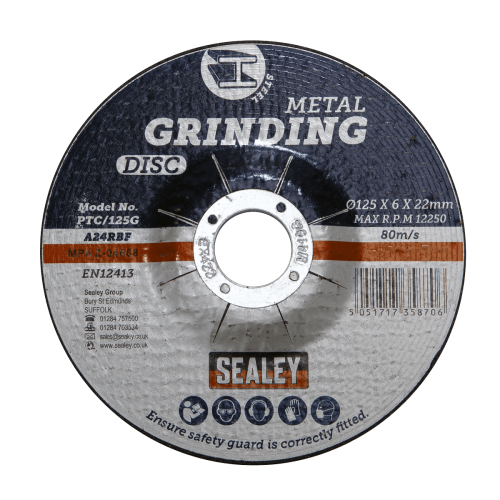 Sealey Grinding Disc 125 x 6mm 22mm Bore Model No-PTC/125G