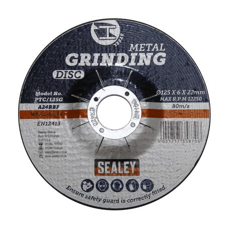Sealey Grinding Disc 125 x 6mm 22mm Bore Model No-PTC/125G