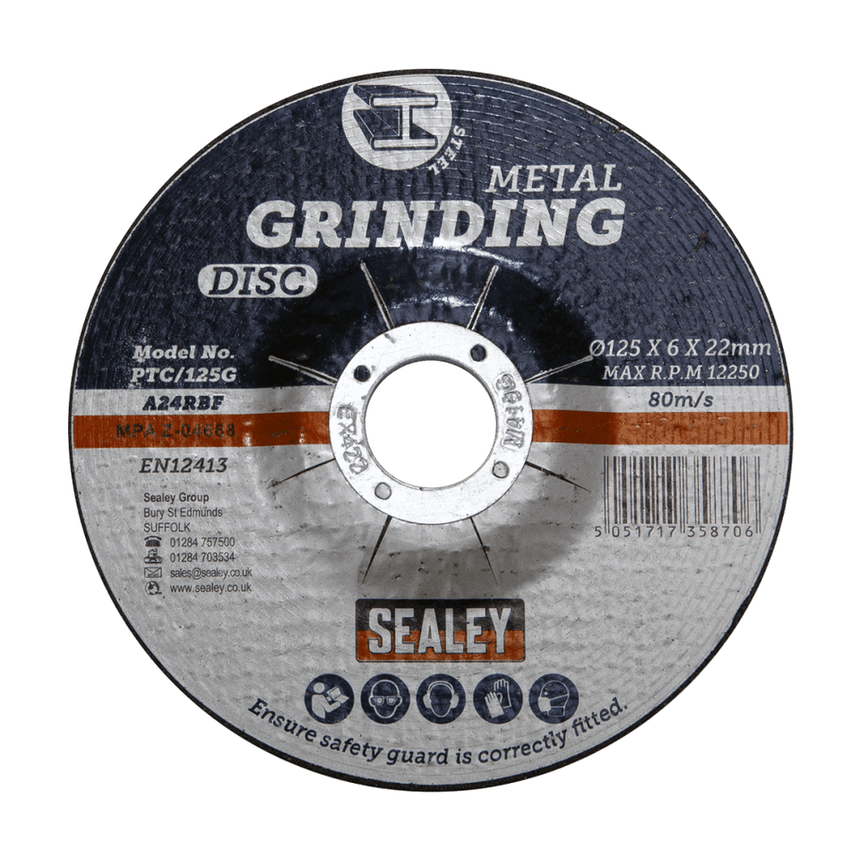 Sealey Grinding Disc 125 x 6mm 22mm Bore Model No-PTC/125G
