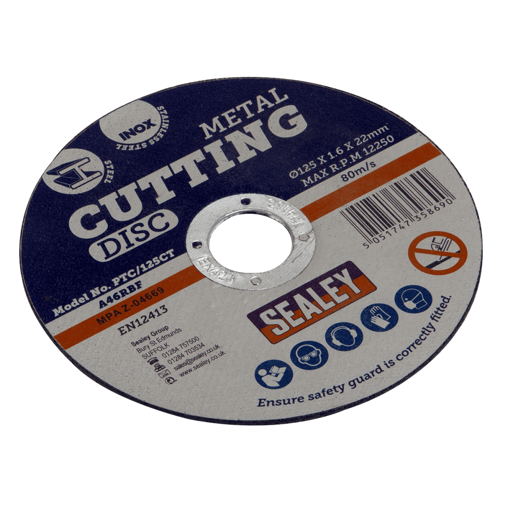 Sealey Cutting Disc 125 x 1.6mm 22mm Bore Model No-PTC/125CT