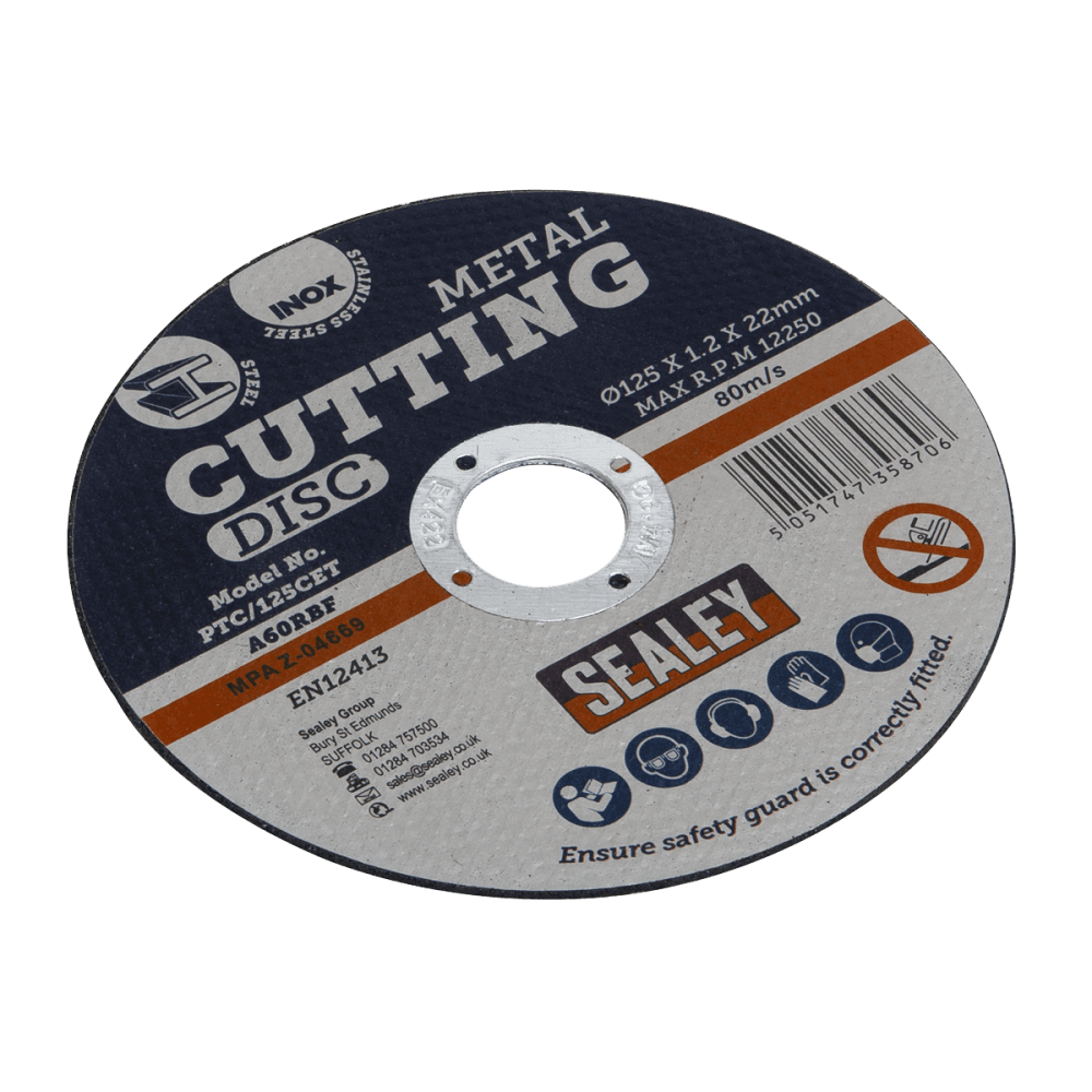 Sealey Cutting Disc 125 x 1.2mm 22mm Bore Model No-PTC/125CET