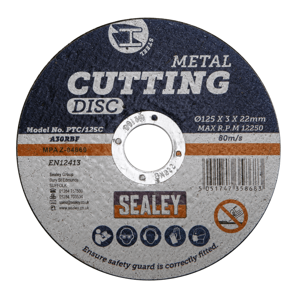 Sealey Cutting Disc 125 x 3mm 22mm Bore Model No-PTC/125C