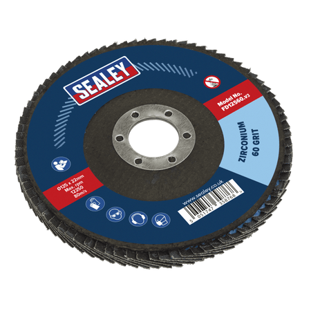 Sealey Flap Disc Zirconium 125mm 22mm Bore 60Grit Model No-FD12560