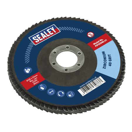 Sealey Flap Disc Zirconium 125mm 22mm Bore 40Grit Model No-FD12540