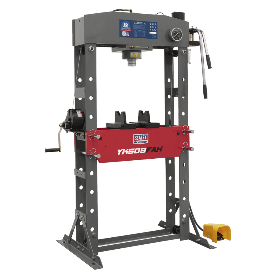 Sealey Air/Hydraulic Press 50tonne Floor Type with Foot Pedal Model No-YK509FAH