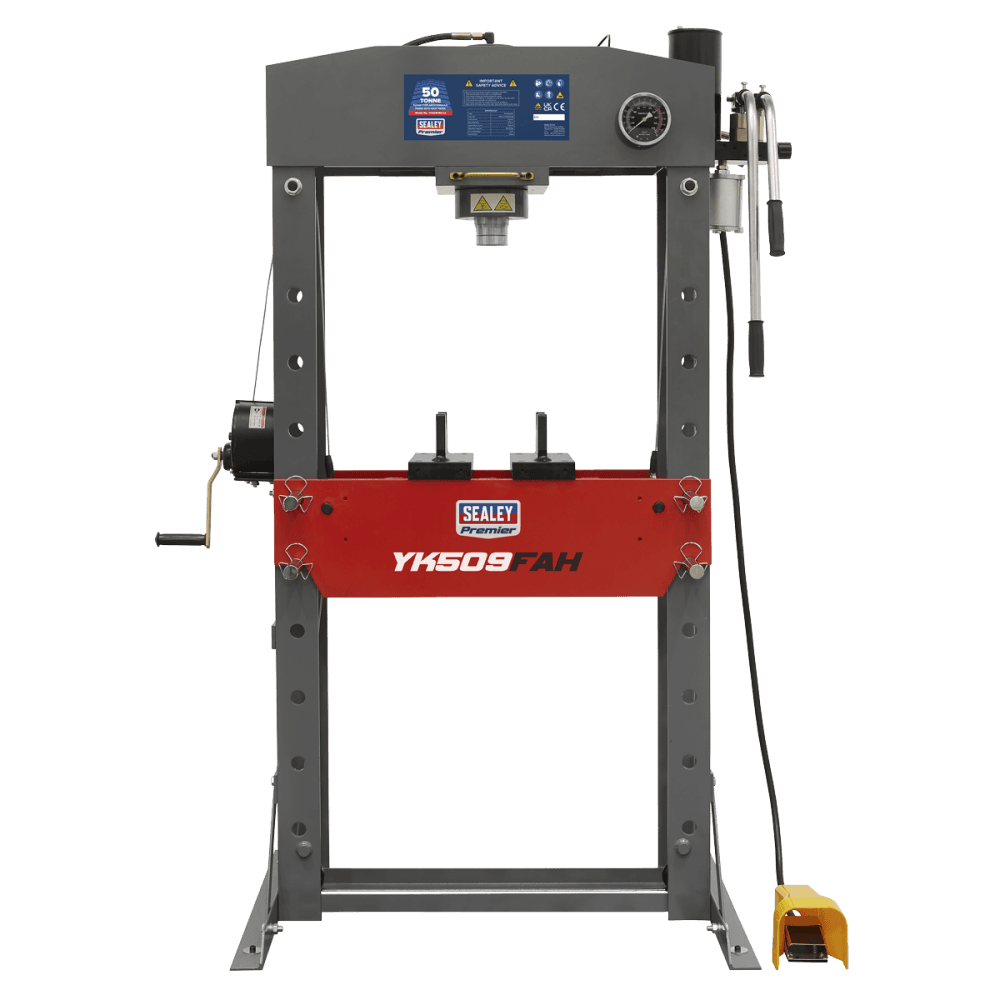 Sealey Air/Hydraulic Press 50tonne Floor Type with Foot Pedal Model No-YK509FAH
