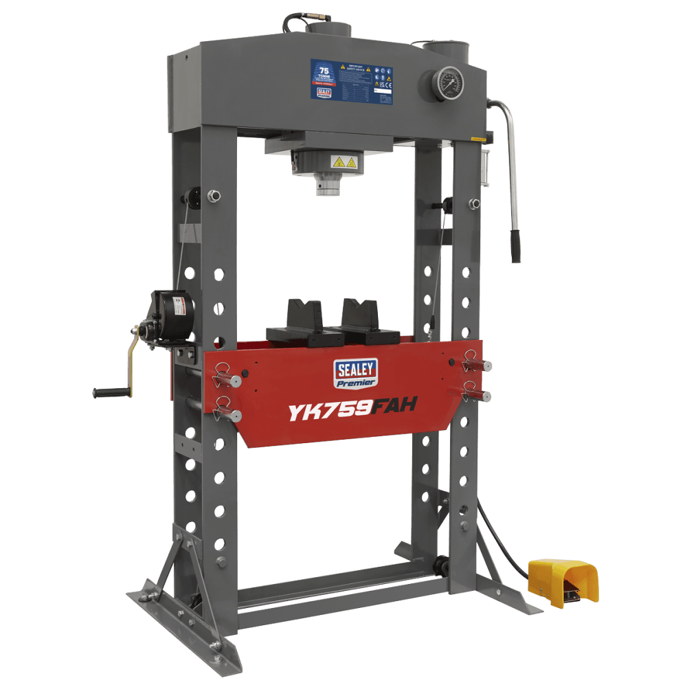 Sealey Air/Hydraulic Press 75tonne Floor Type with Foot Pedal Model No-YK759FAH