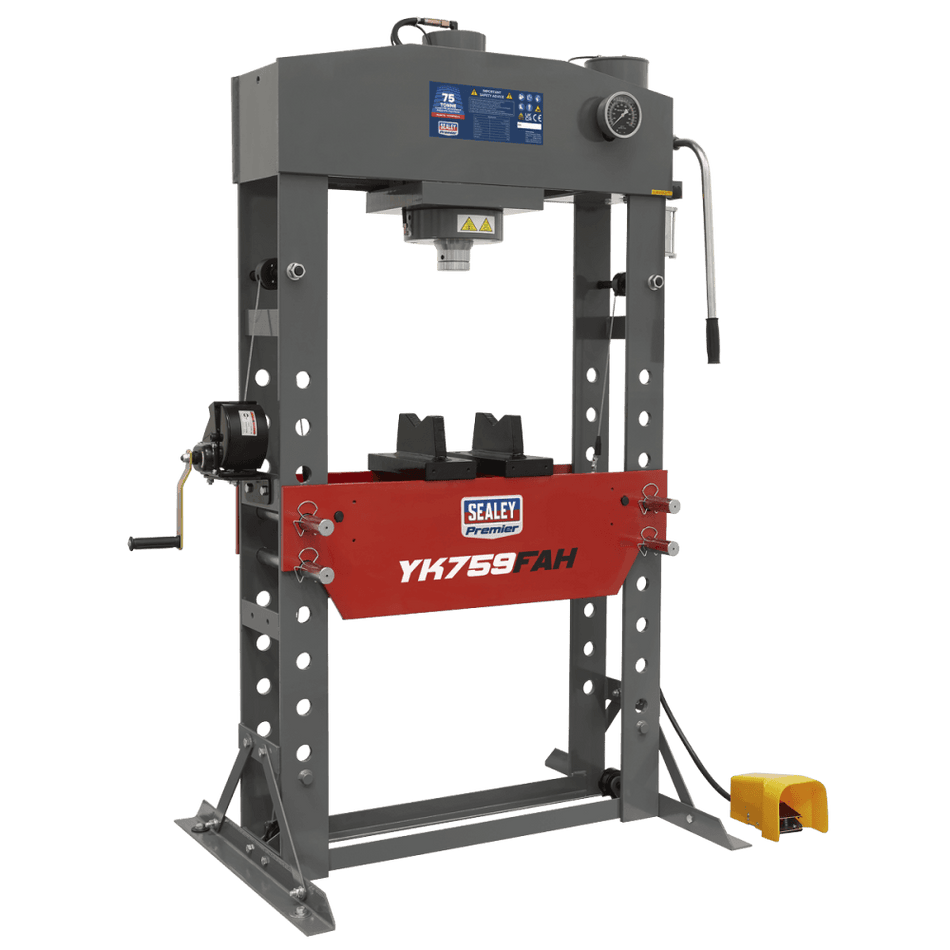 Sealey Air/Hydraulic Press 75tonne Floor Type with Foot Pedal Model No-YK759FAH