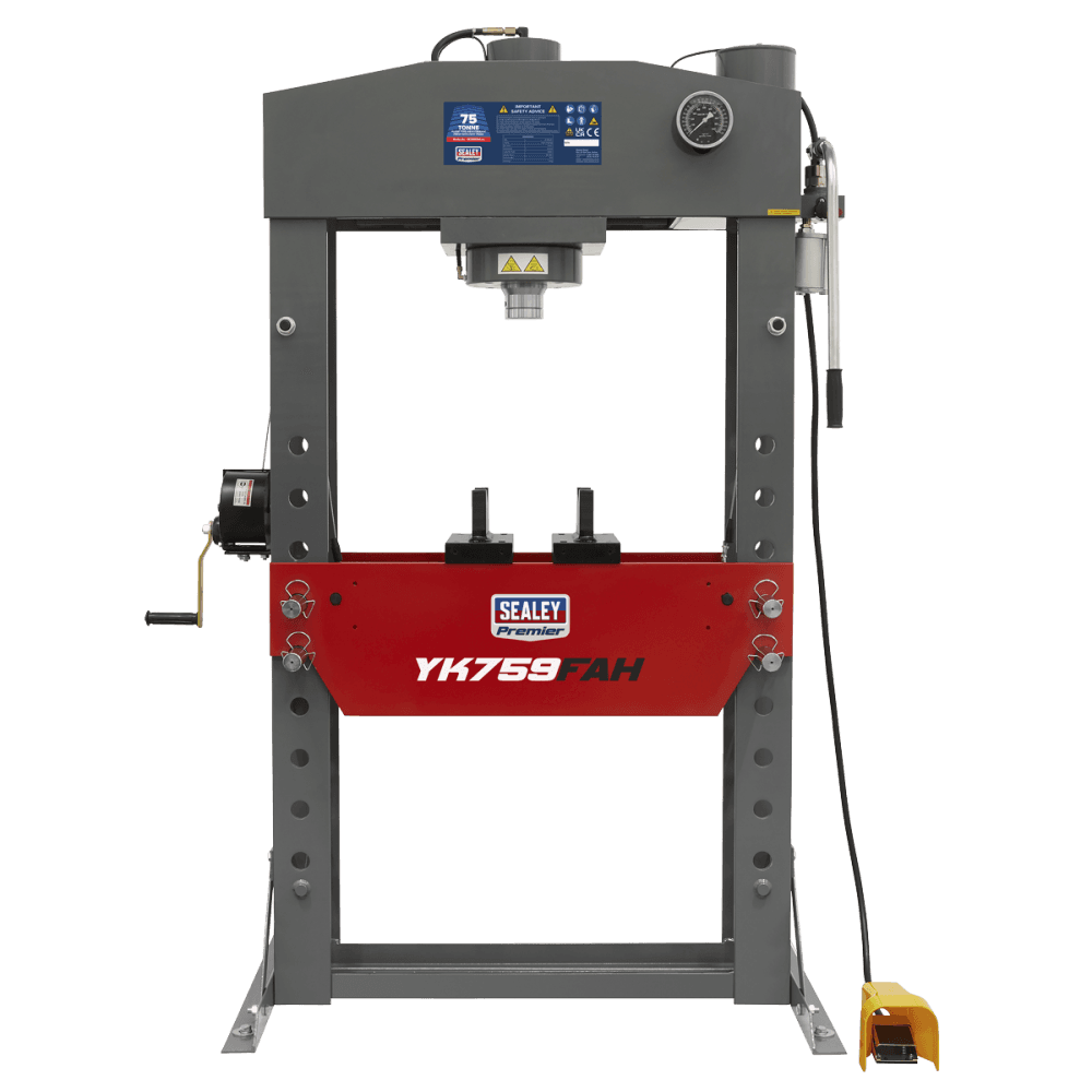 Sealey Air/Hydraulic Press 75tonne Floor Type with Foot Pedal Model No-YK759FAH