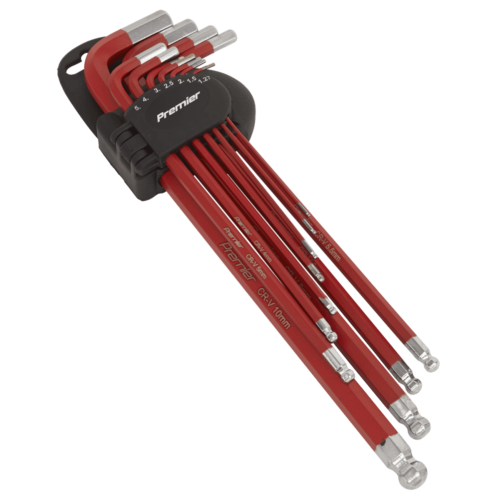 Sealey Ball-End Hex Key Set 11pc Anti-Slip Extra-Long Metric Model No-AK7164