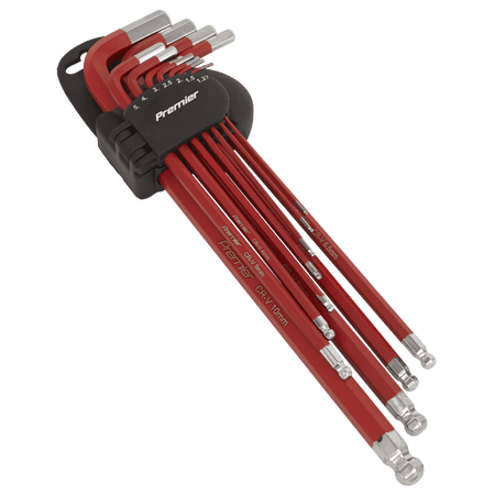 Sealey Ball-End Hex Key Set 11pc Anti-Slip Extra-Long Metric Model No-AK7164